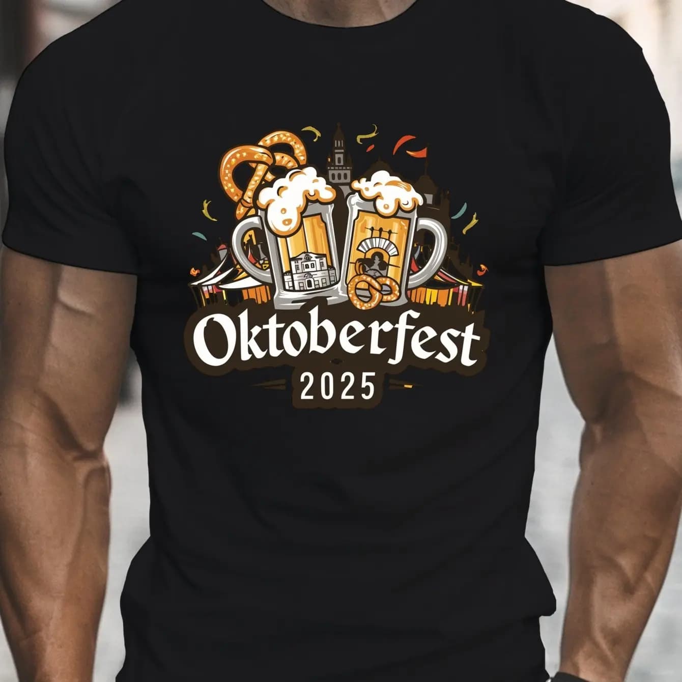 Uomo Oktoberfest 2025 Graphic Tee "Hop" Beer Mug Design Girocollo T-shirt a maniche corte Casual Summer Top per adulti Abbigliamento uomo