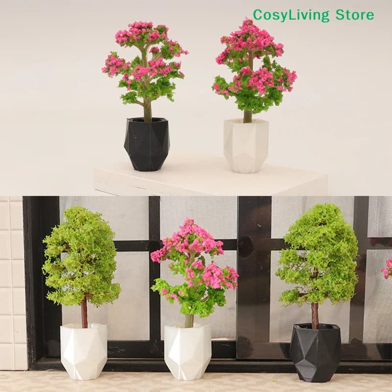 1/12 Simulation Plant Potted Model Mini Home Decoration Micro Garden Landscape Ornaments