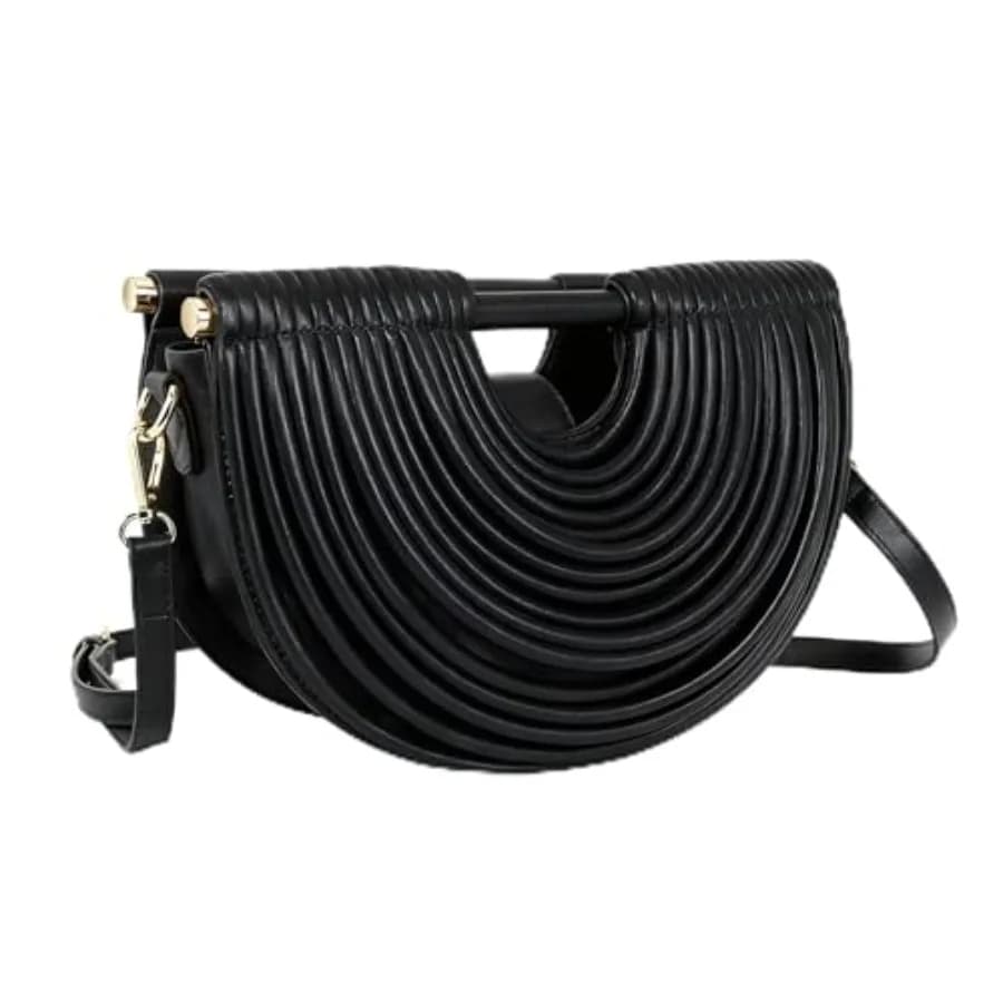 Borsa a mezzaluna da donna per matrimonio, borsa a tracolla da sera intrecciata, borsetta da festa con manico superiore