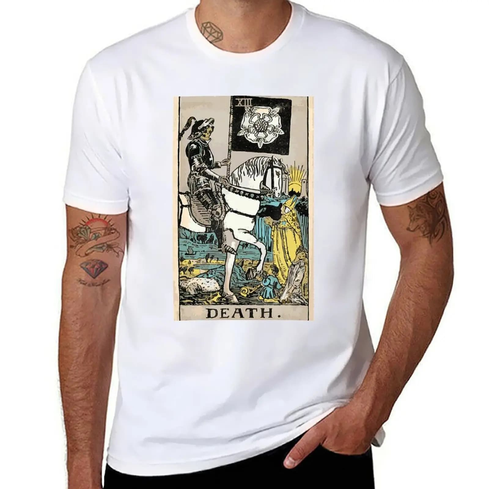T-shirt Tarot Death XIII Card, maglietta casual resistente alle macchie