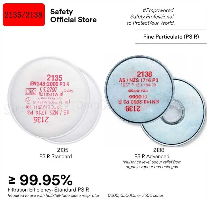 2135 & 2138 P3 R filter/replacement of 2091 2097 6000 6500QL 7500 series organic mercury respirator Merkuri