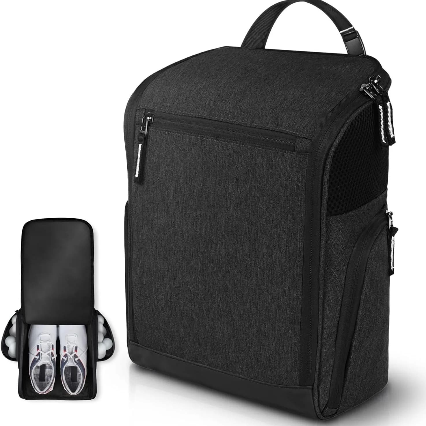 Borsa per scarpe da golf unisex in nylon per esterni Poliestere resistente con cerniera Impermeabile vento e tasche esterne Modello di supporto per lo sport
