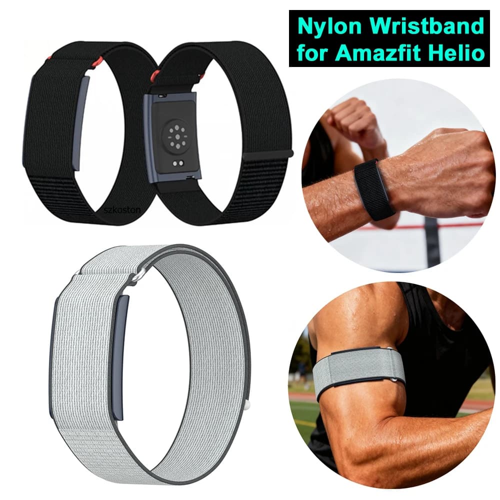 Elastic Nylon Wristband for Amazfit Helio Strap Fitness Tracker Adjustable Hook & Loop Sport Band for Amazfit Helio Accessories