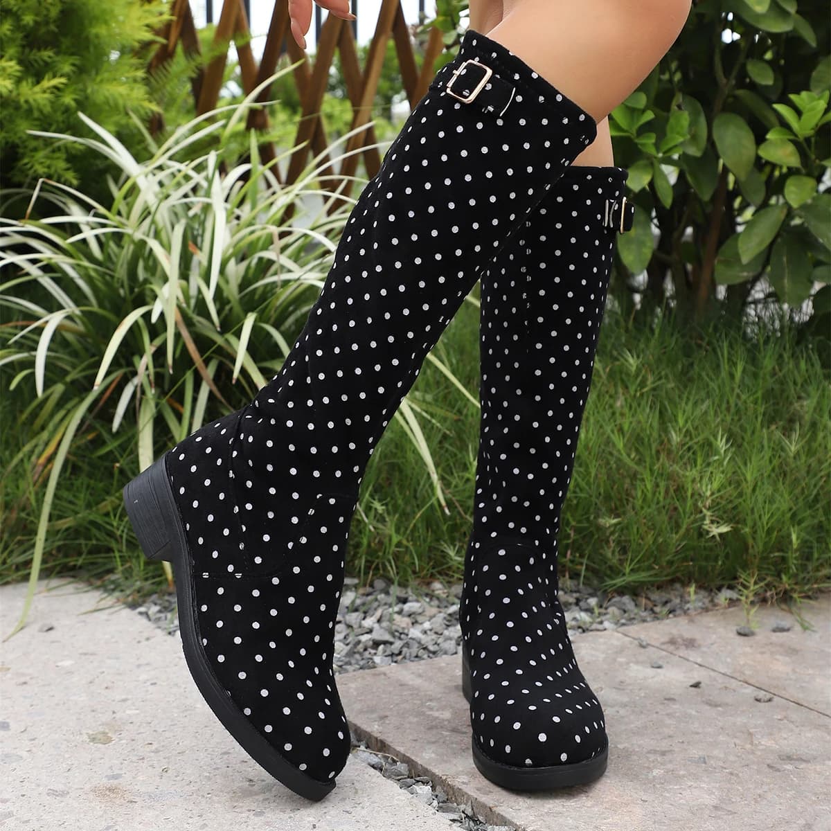 Mid-heel Long Boots 2026 New Polka Dot Western Cowboy Rider Boots