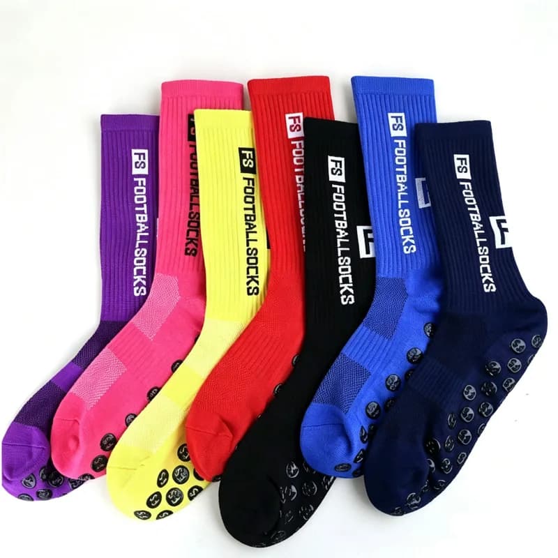 1 Pair Grippy Sports Crew Socks Stylish FS Logo Breathable Non Slip Mid Calf Socks for Football Biking Daily Workout Men Women