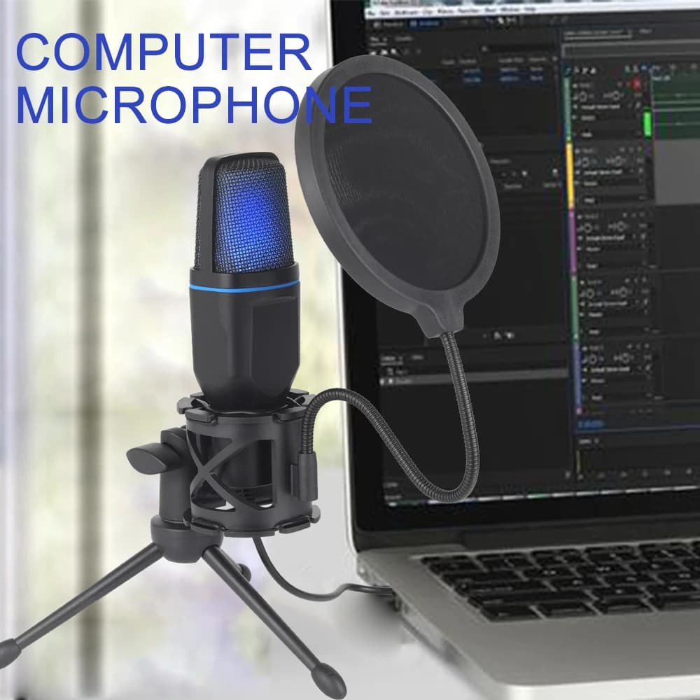 Microphone USB RGB Microphone Condensador Wire Play Microphone for Podcast Recording Studio Streaming Laptop Desktop