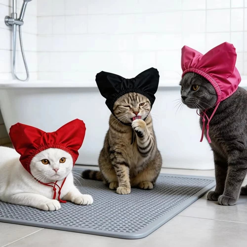 Cappucci da Doccia Regolabili per Animali Domestici, Protezione Impermeabile per le Orecchie, Morbido Copricapo da Bagno Riutilizzabile a Forma di Cuore per Gattini e Piccoli Animali