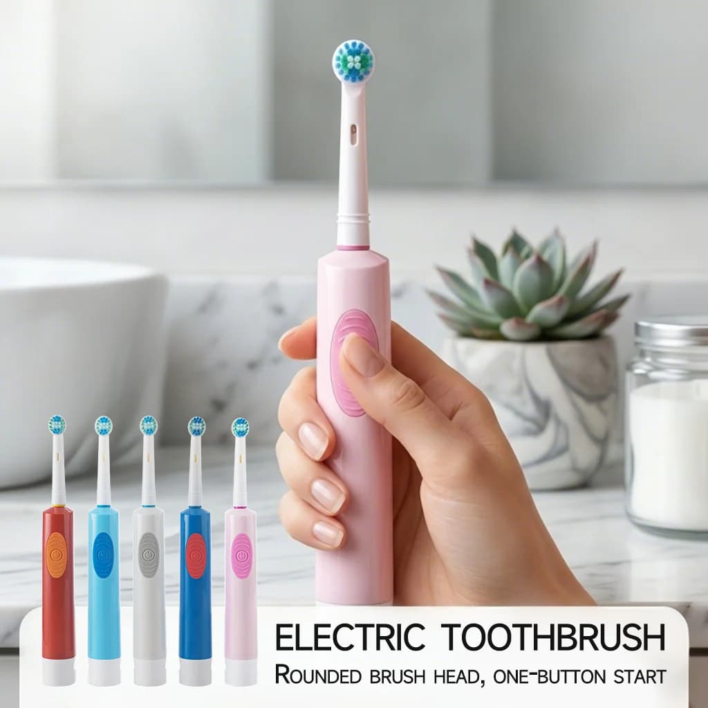 Spazzolino elettrico rotativo a testa tonda per adulti con setole morbide a induzione Set automatico per coppie di uomini e donne compatibile con Oraby