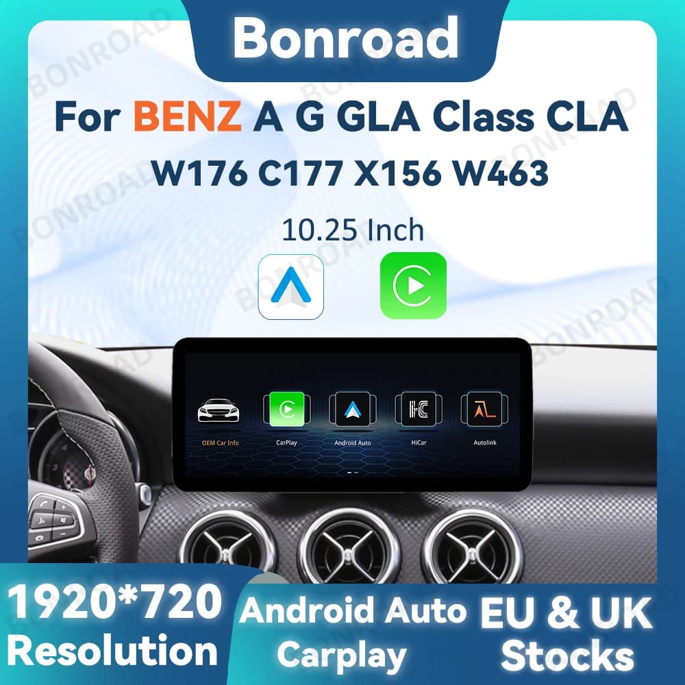 BONROAD 1920*720 Auto Multimedia Senza Fili CarPlay Android Auto GPS Radio Schermo Per Mercedes Benz Classe A GLA CLA W176 X156 C117