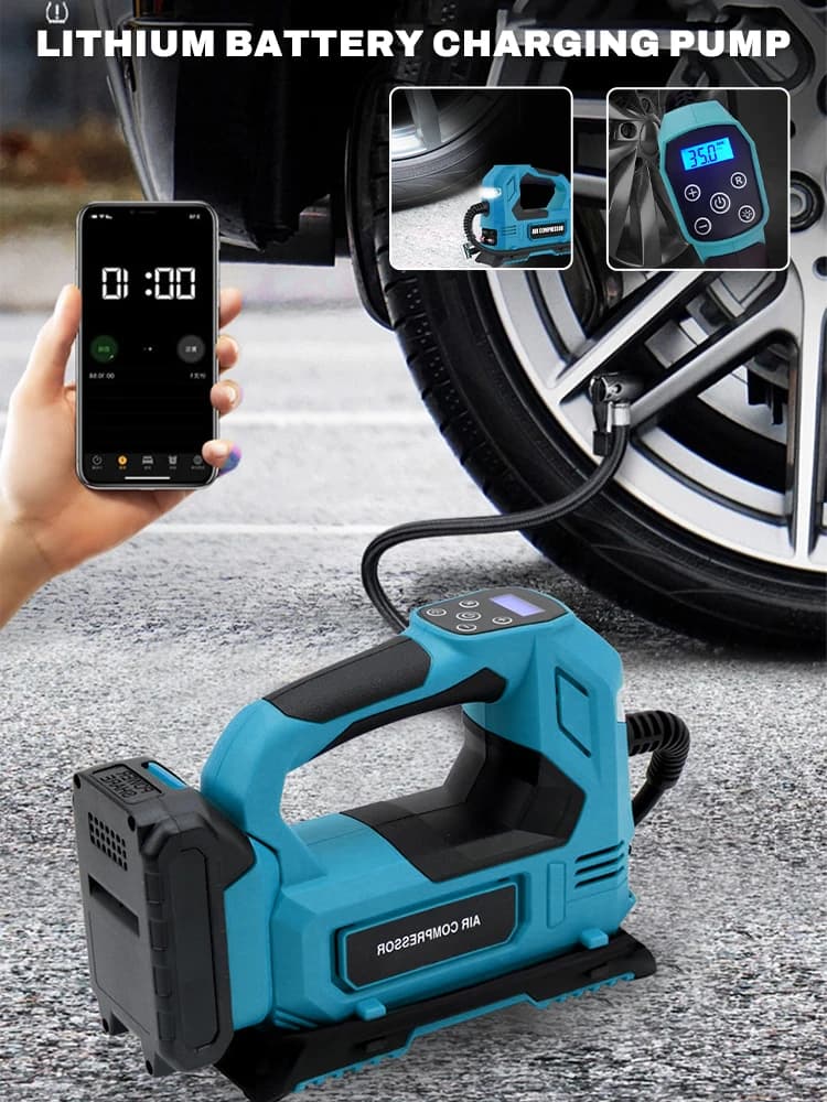 Compressore d'aria portatile per pneumatici per auto con gonfiatore automatico a batteria per batteria Makita 18V (senza batteria)