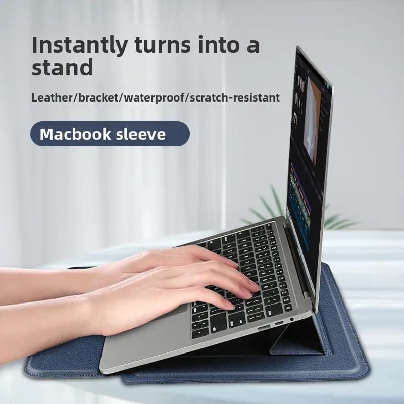 Multifunctional Laptop Sleeve Bag for MacBook Pro 14 M3 M2 M1 Air 13.3 Inch Dell Lenovo Laptop Stand Case Elevator Leather