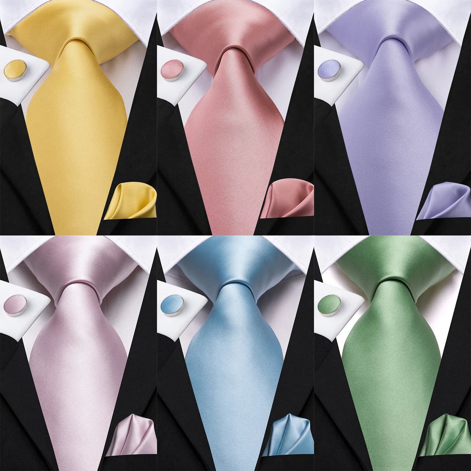 Blue Solid Silk Wedding Tie Hi-Tie for Men Fashion Design Practical Gemini Business Party Dropshipping
