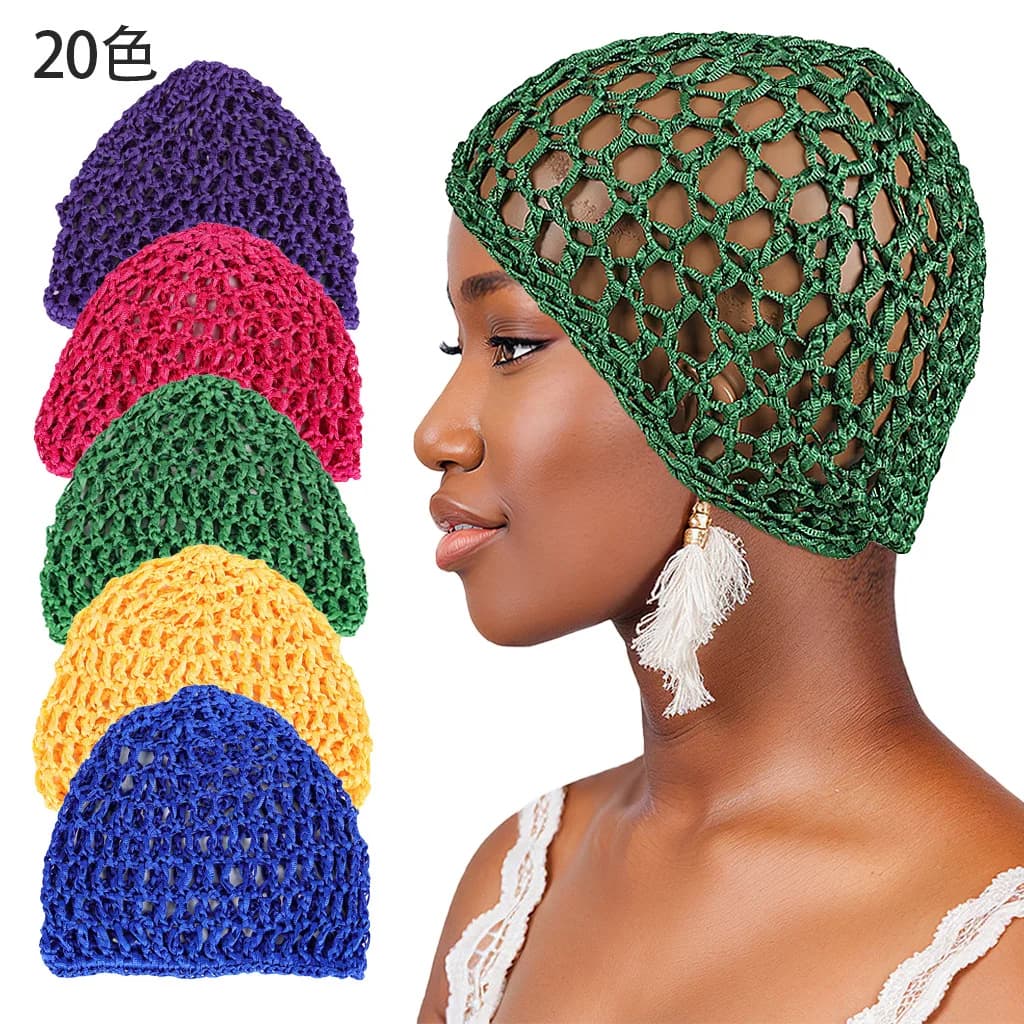 Nuovo cappello per adulti, cappello a rete, cappello in maglia a tinta unita, cappello a rete per capelli, foulard a rete per capelli