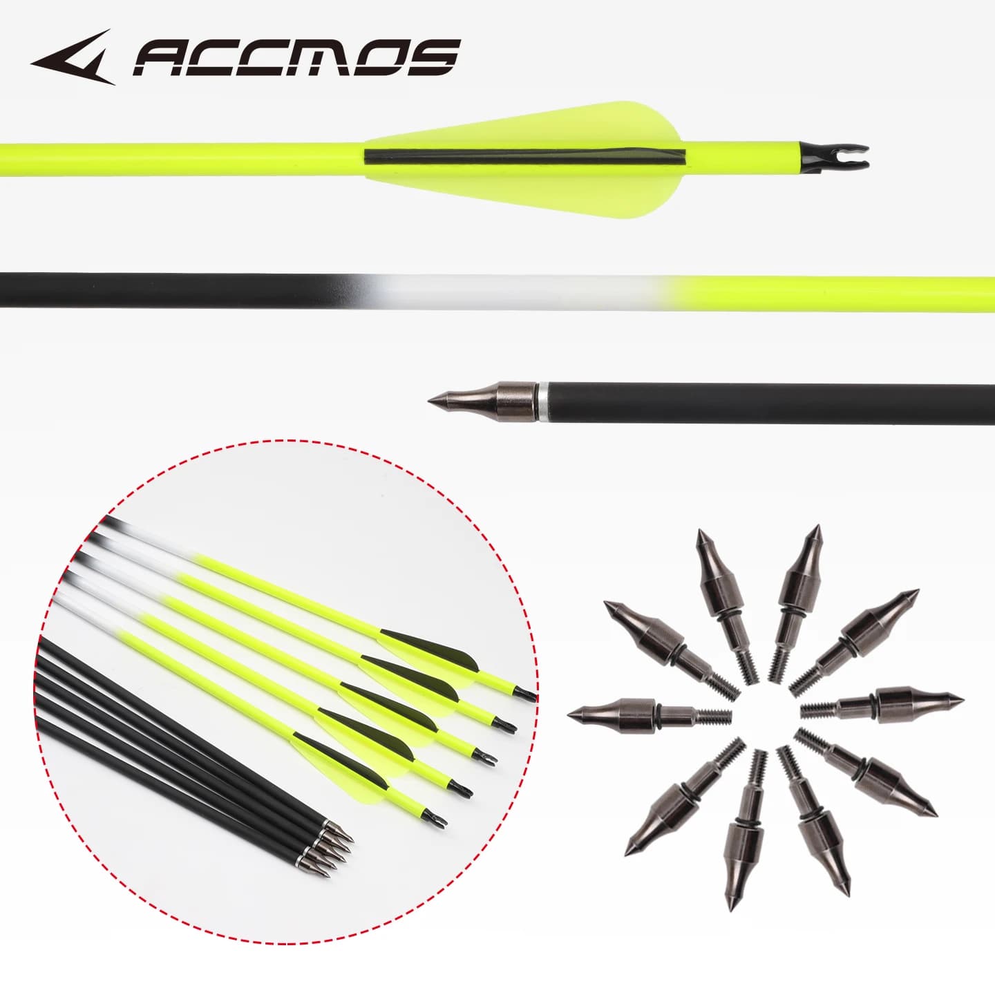 OD 7.8mm 30in Mixed Carbon Arrows 125 Grain Replaceable Arrowhead 4 Inch Plastic Vanes Archery Target Practice Hunting Shooting