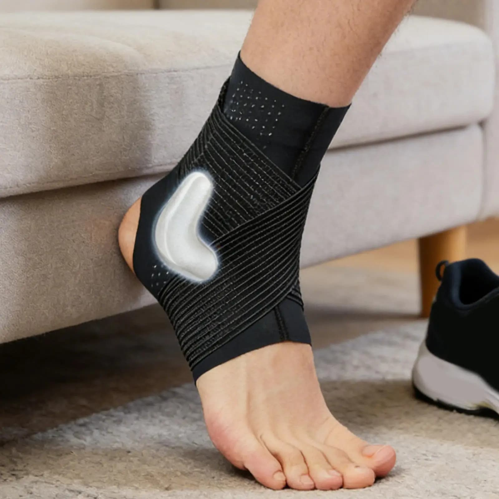 Supporto per Caviglia Traspirante, Fascia Elastica Compressiva per Camminata, Corsa, Escursionismo, Ciclismo, Fitness e Sport all'Aperto