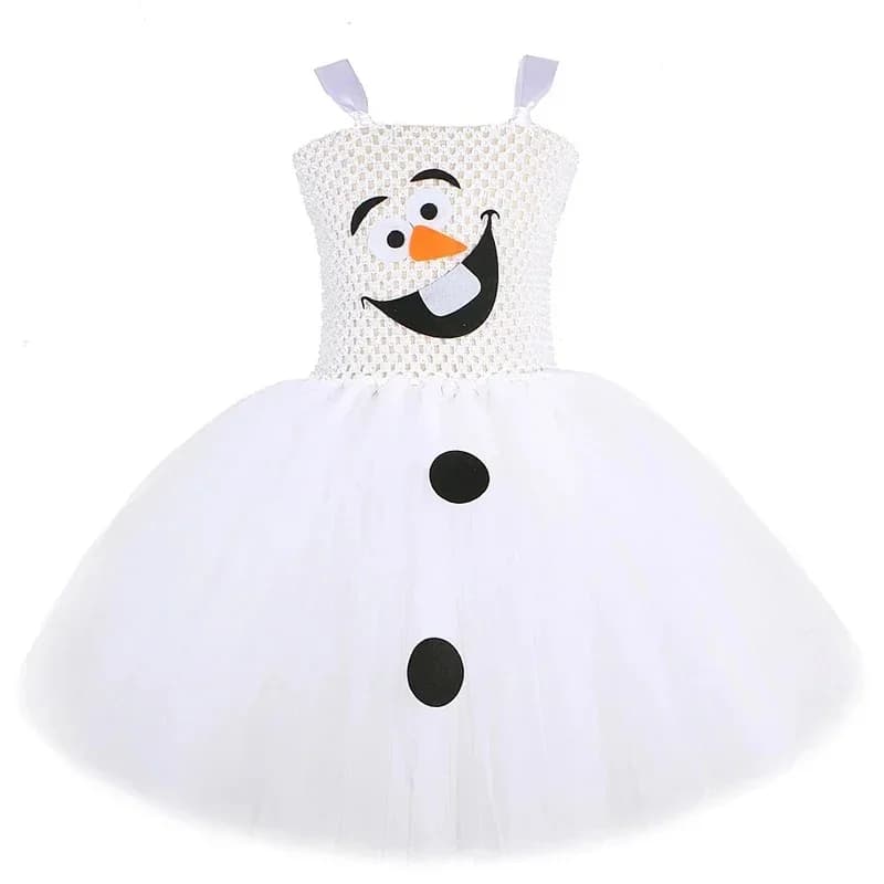 (#^.^#) 2026 New White Snowman Olaf Tutu Dress for Christmas Holiday Costumes Carnival Halloween Outfit ren Year Clot →_→LOOK ME
