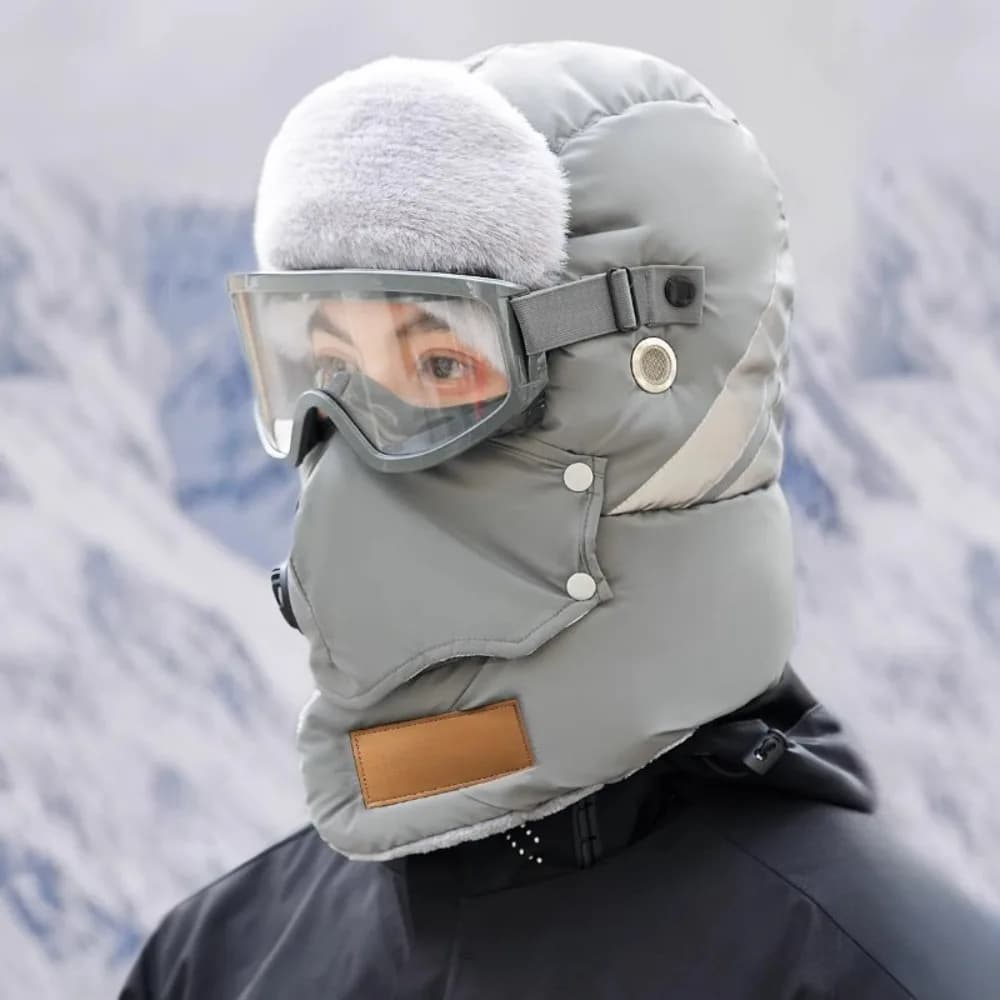Cappello da pilota russo Colbacco Cappello da sci Maschera con paraorecchie Cappelli invernali in peluche con occhiali Ispessimento Ciclismo Berretto antivento Sport