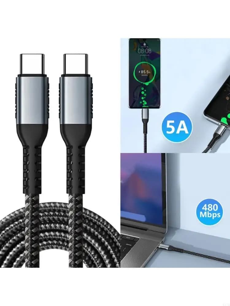 Cavo ricarica veloce Cavo dati da USB C a USB C da 100 W. Trasmissione dati a 480 Mbps