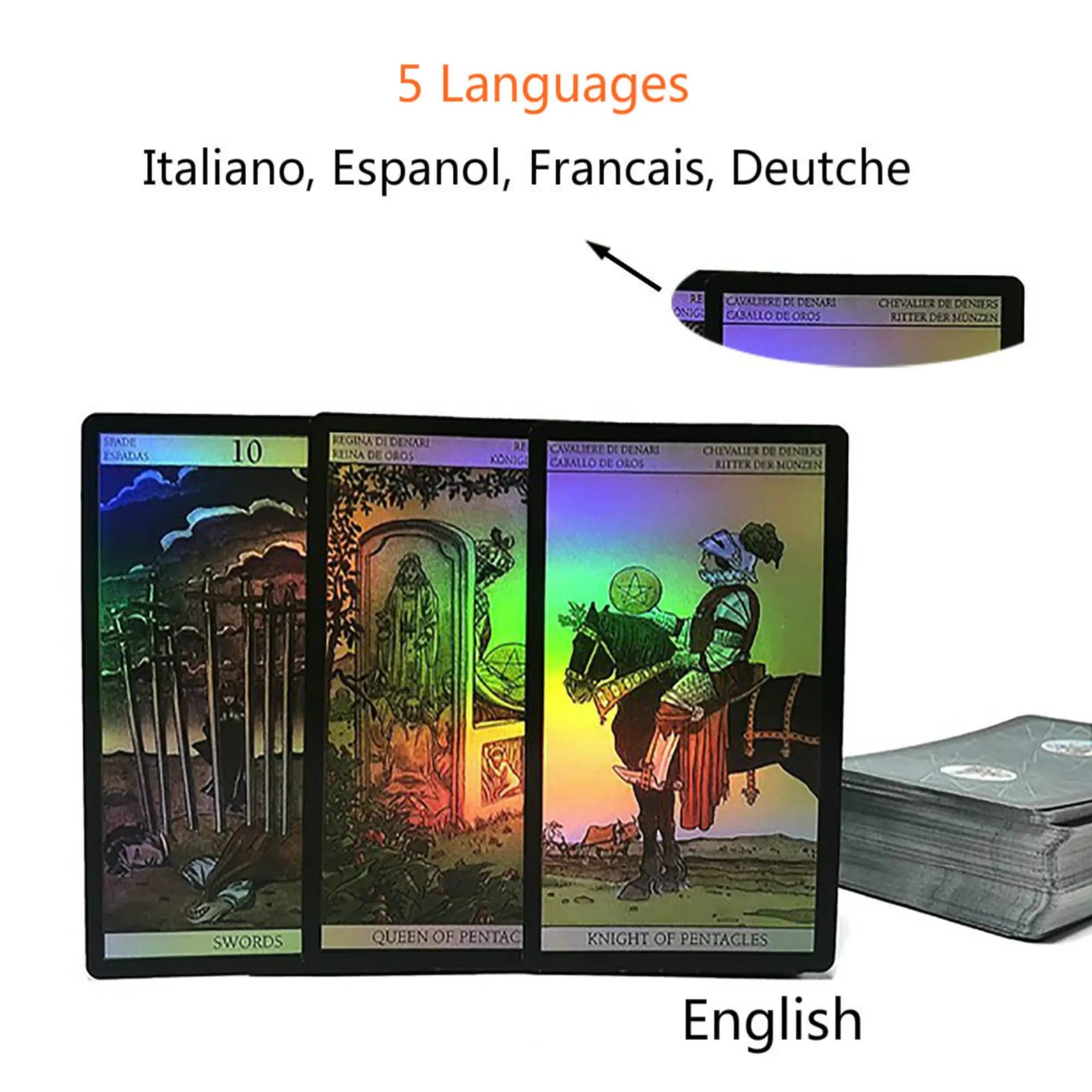 Tarot of New Vision Deck Laser Edition Carte da gioco Edizione di divinazione inglese Giochi da tavolo con guida