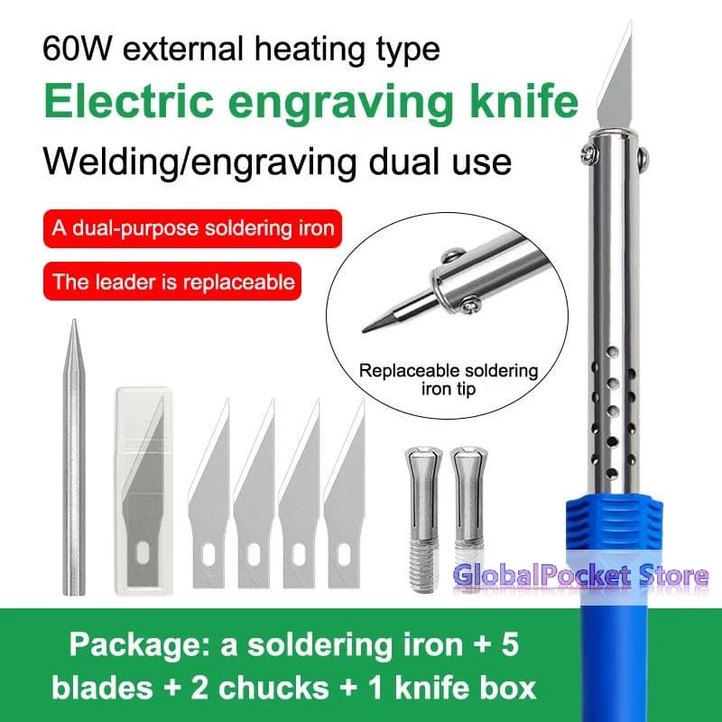 1/3/9/10Pcs Electric Hot Knife Cutter Kit With Soldering Iron For Carving Plastic Vinyl US EU Plug Multipurpose Diy Tool Set