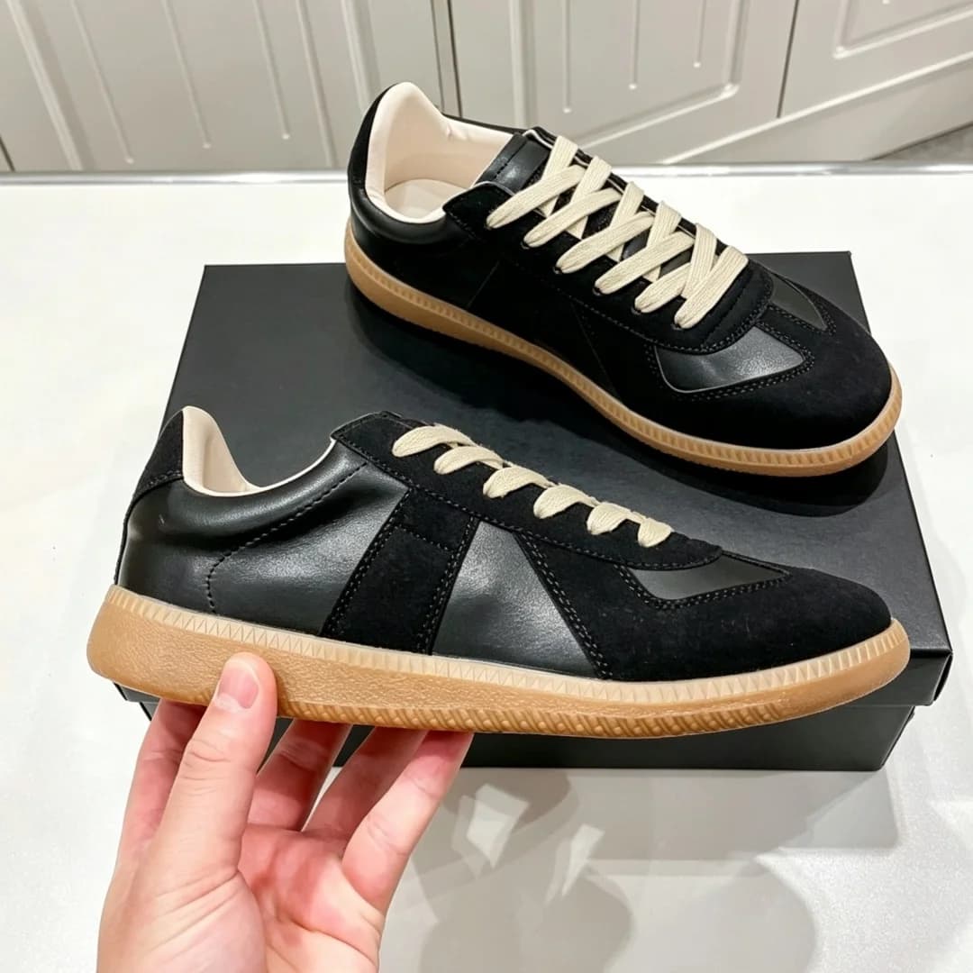 Handmade Unisex Footwear Luxury Brand Causul Sneakers German Amy Training GAT Patchwork Suede Leather Rubber Platform Shoes