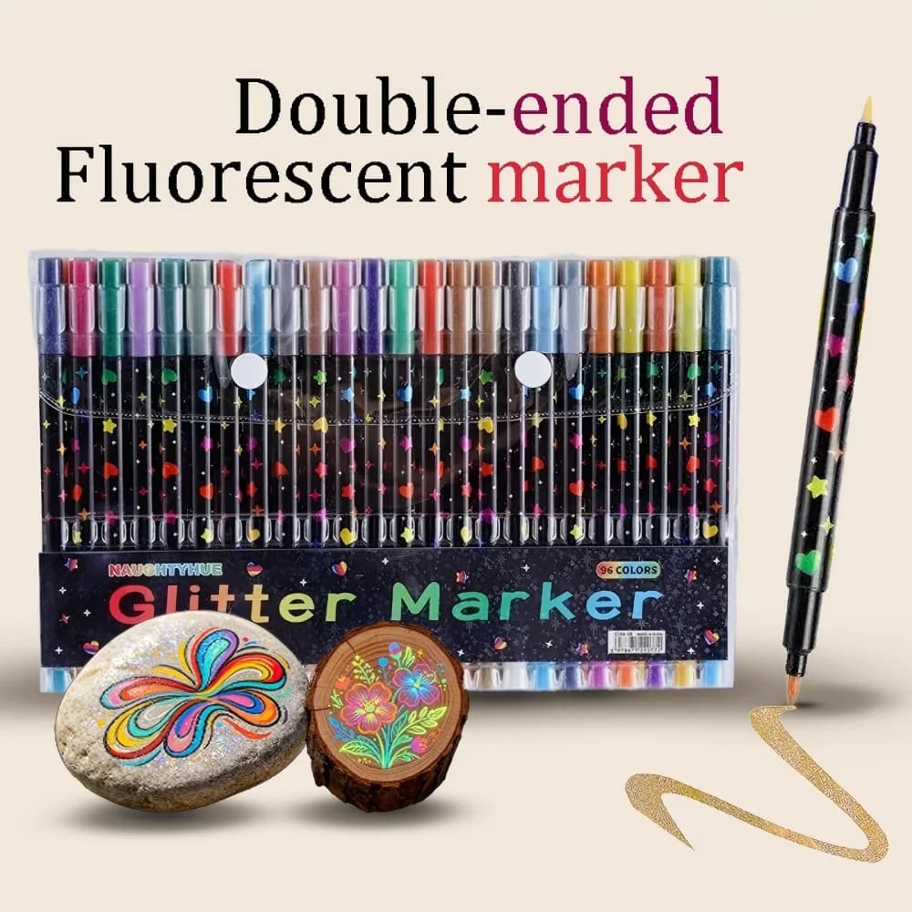 12-48pcs Dual Tip Glitter Metallic Art Marker Pens for Drawing Journal Scrapbook Making DIY Crafts Handbook Cards Poster Album