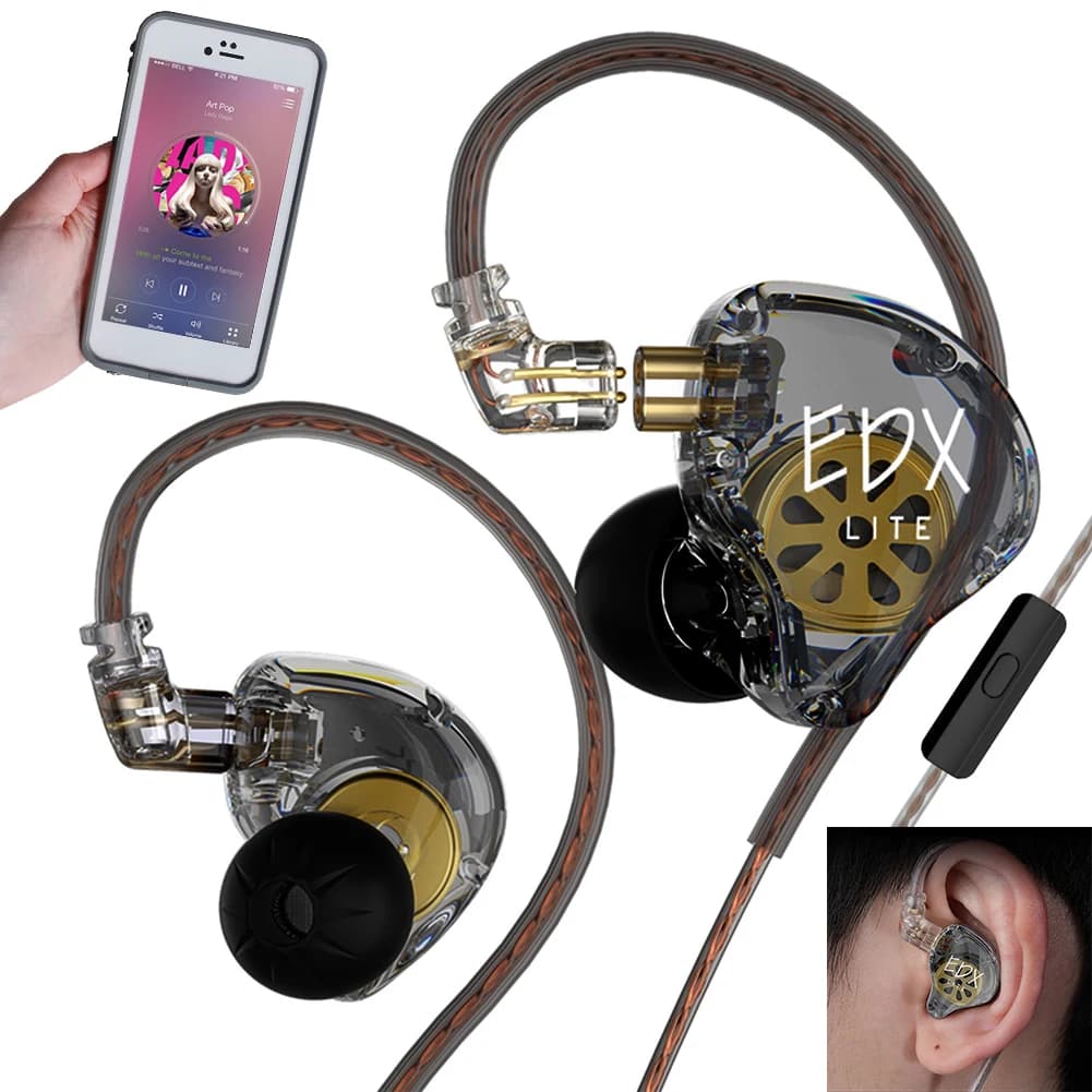 In-Ear Headphones with 2 Pin Staccable Cable, 3.5 mm Jack Dynamic Headphones, Music, Sport and Gaming