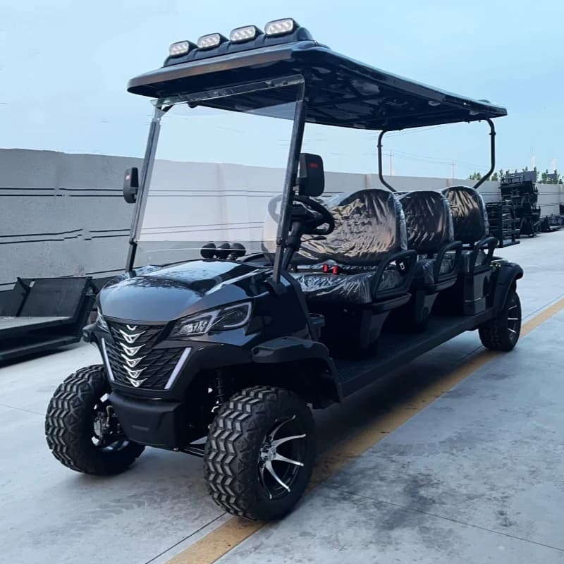 72V Lithium Battery Optional Powered Golf Buggy High Popularity Electric Golf Cart Rear Cargo Box Roof LED Light Strips