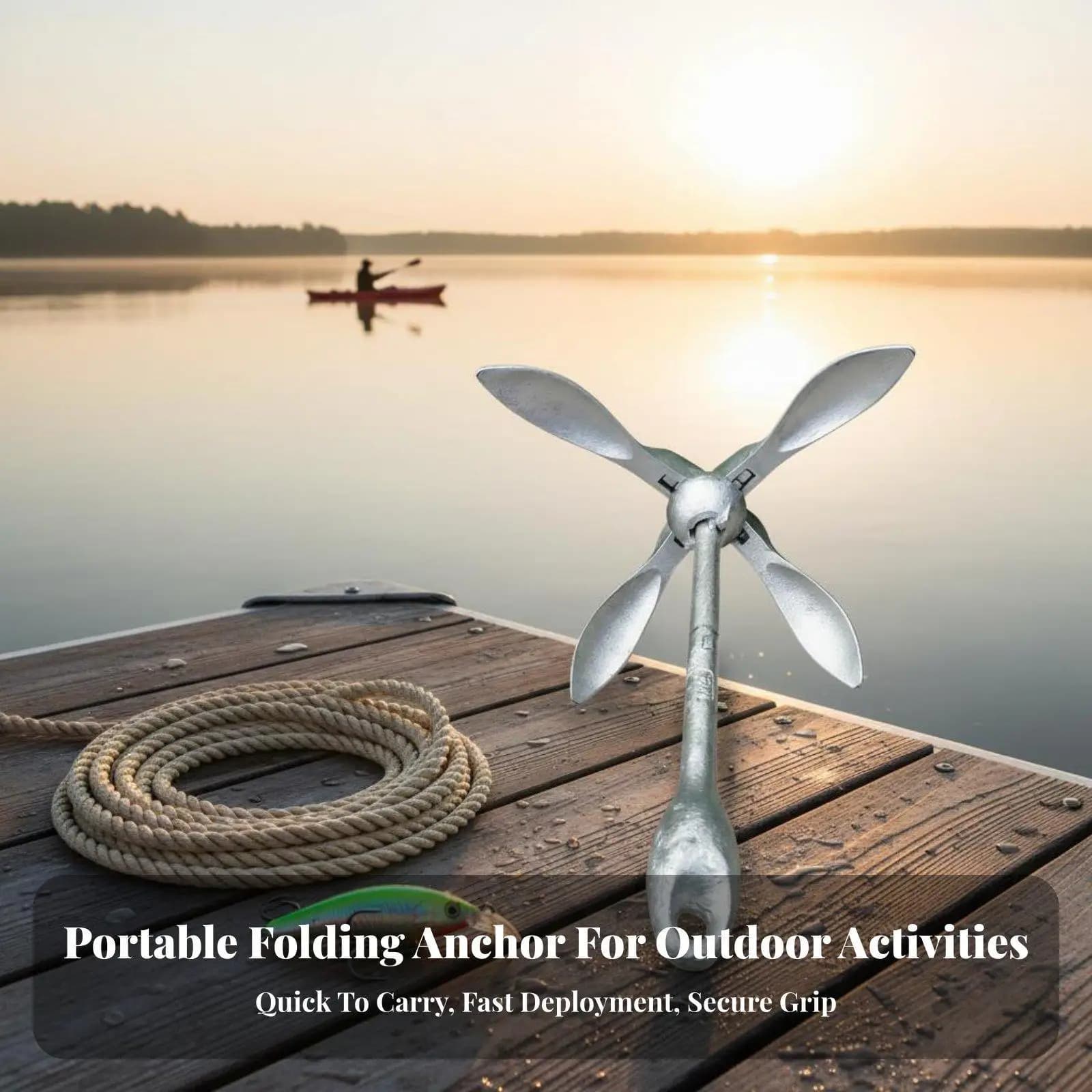 Galvanized Boat Anchor Carbon Steel Folding Kayak Anchor Marine Accessory for Fishing Rubber Boat