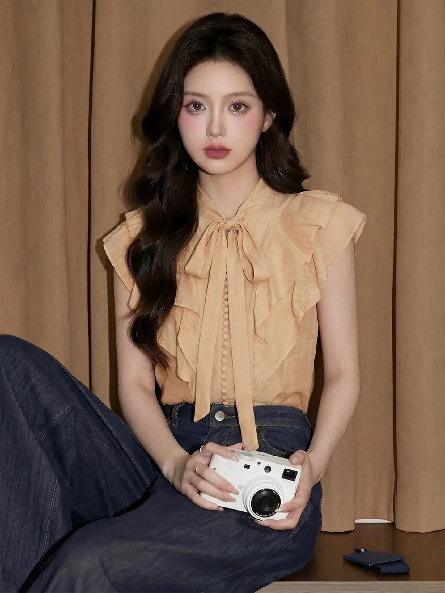Slimming Effect Cotton Linen Short Sleeve Shirt Women Summer Cute Doll Top Bright Beautiful Shirt Commute Style Korean Version