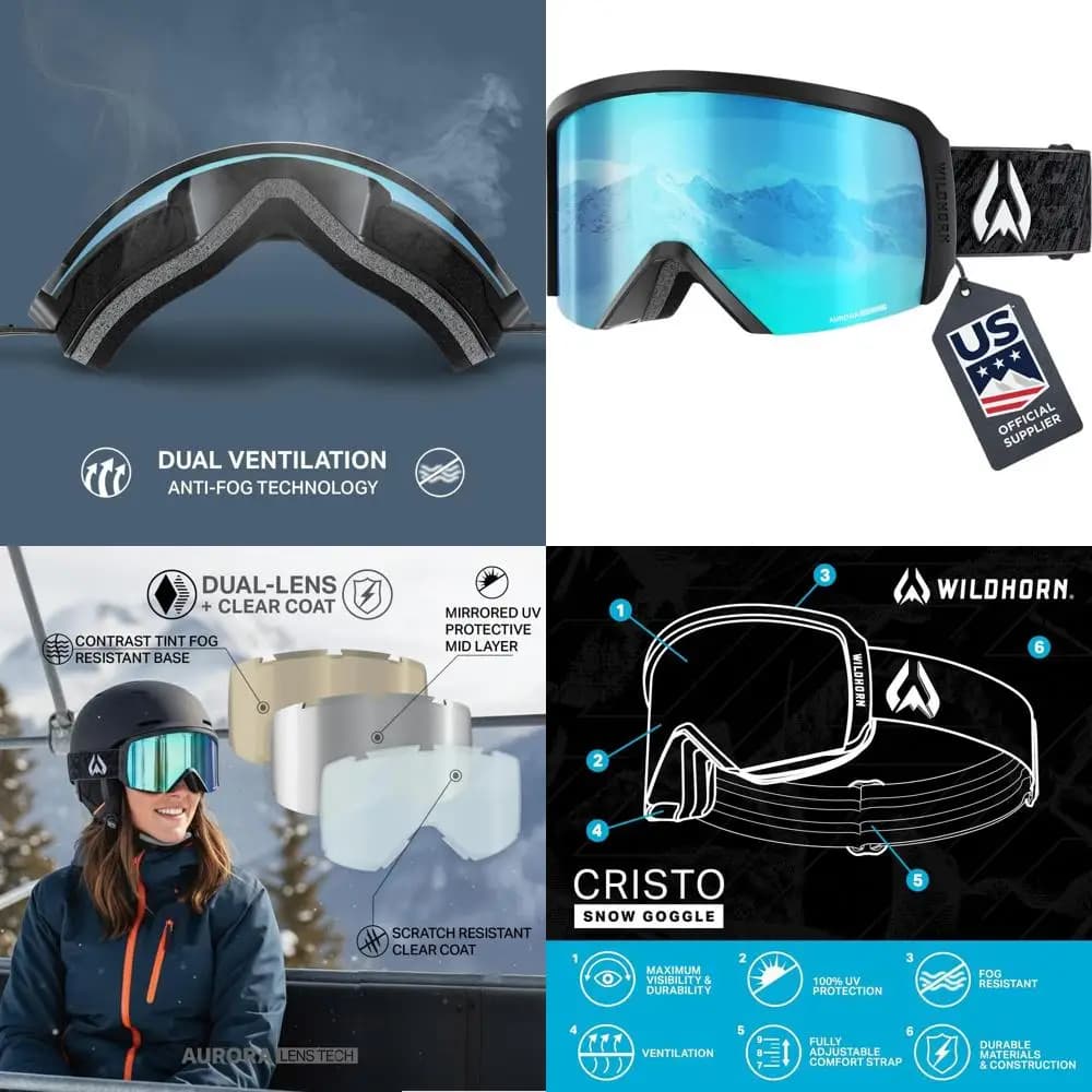 Occhiali da sci e snowboard da uomo e da donna con protezione UV al 100% e antiappannamento, adatti per la squadra di sci statunitense, over-the-glasses Des