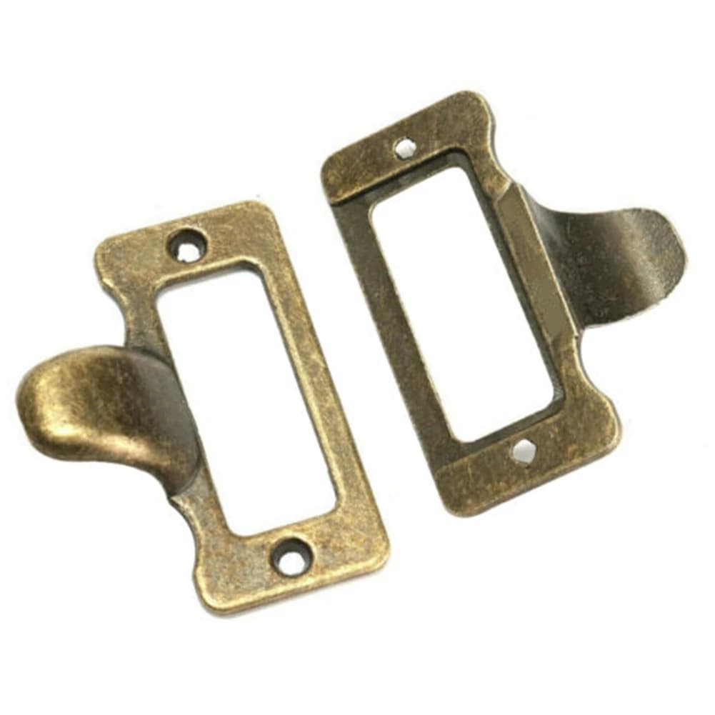 Maniglia per Etichette di Cassetti 58mm*45mm in Lega di Zinco, Finitura Ottone Anticato, per Armadi, Archivio, Cornici, Porta Nome con Viti