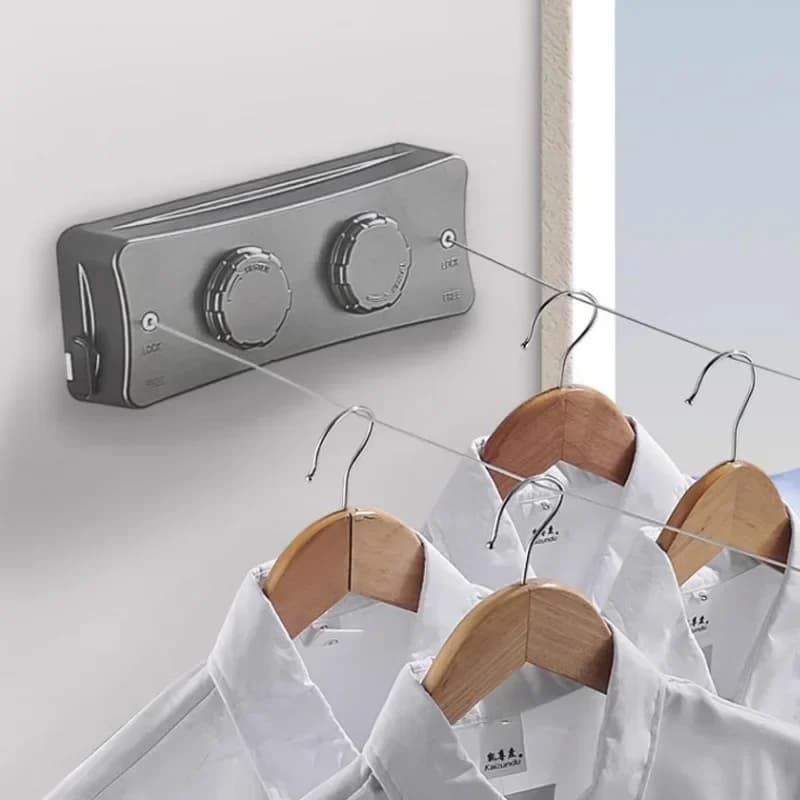 Double line retractable clothes hanger 5.1 m Stendibiancheria for drying the laundry Stainless steel coat rack Wall coat rack for washing clothes