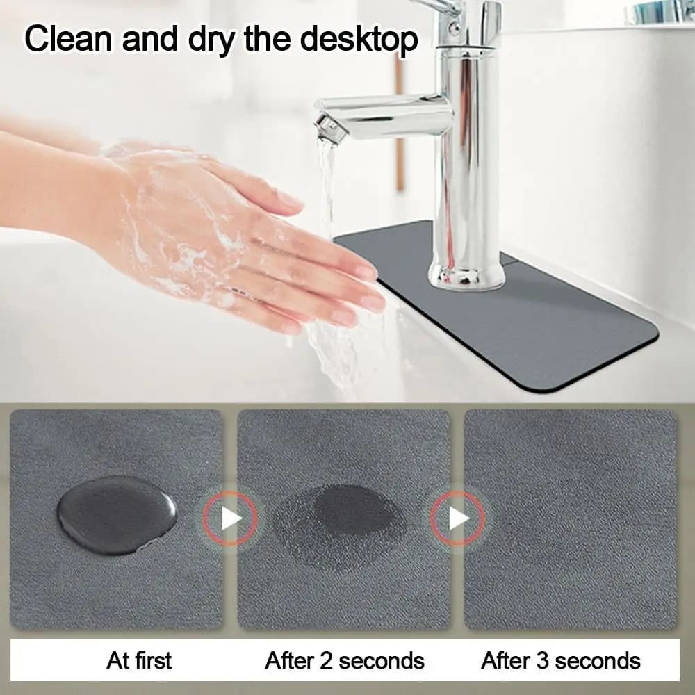 Durable Diatomite Faucet Draining Mat Splash Convenient Drying Mat Multifunction Sink Splash Mats Kitchen Bathroom Supplies