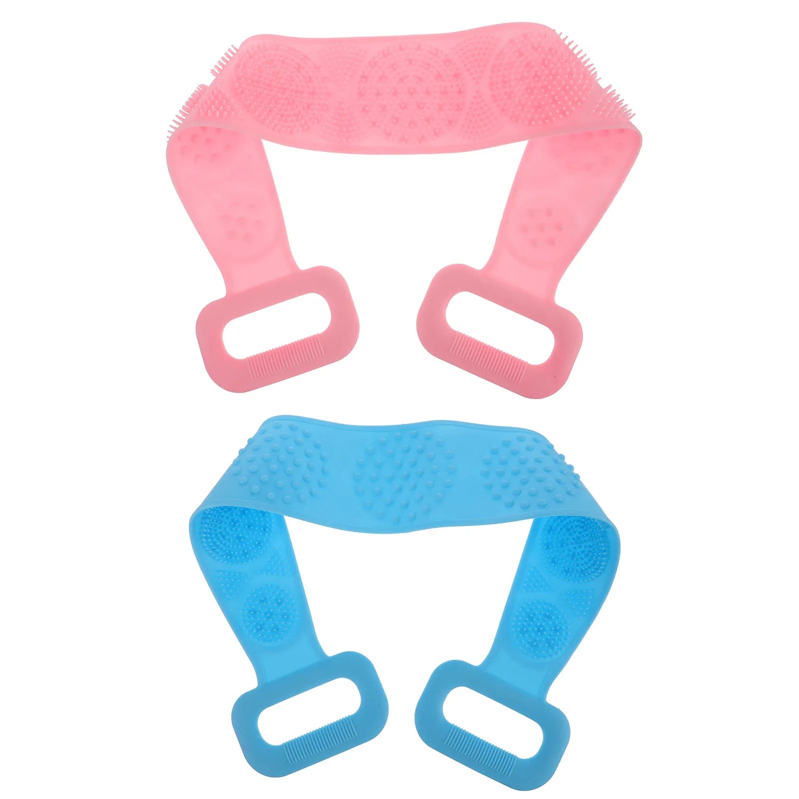 2 Pezzi Cinghia Esfoliante in Silicone per Doccia, Asciugamano Lungo Blu Rosa per la Pulizia Quotidiana del Corpo e della Schiena