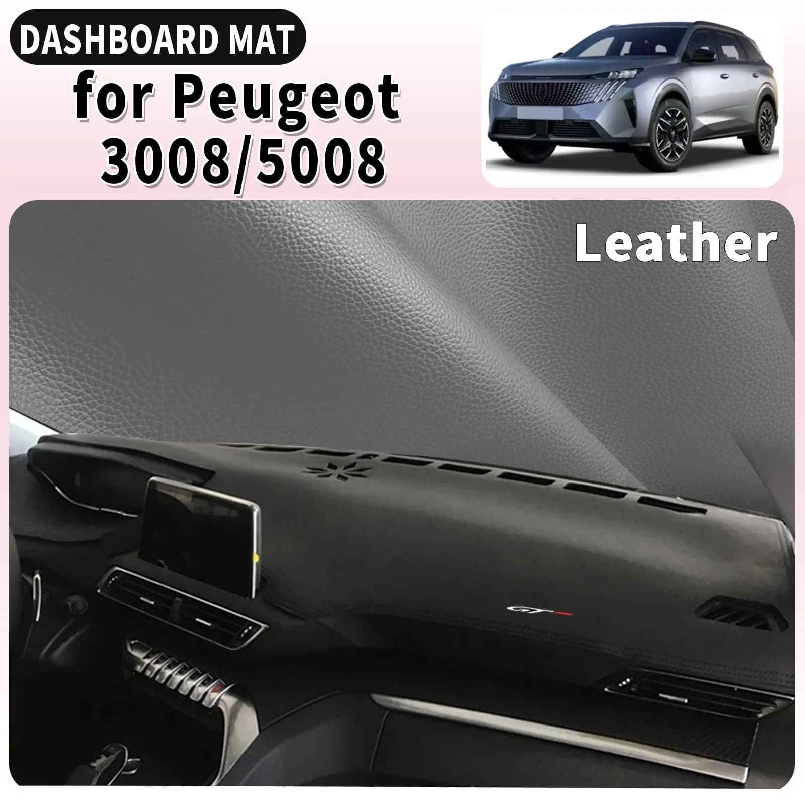 fit for Peugeot 3008 5008 GT Hybrid 2023-2016 Car Dashboard Cover Dashmat Sunshade Anti‑UV Anti‑Glare Dash Mat Accessories