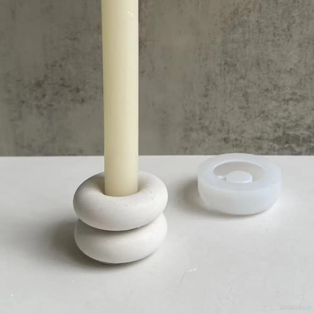 Stampo in silicone per portacandele a ciambella circolare, vassoio portaoggetti per gioielli in resina fusa, stampo porta rossetto, stampo per processo di cemento autofundato