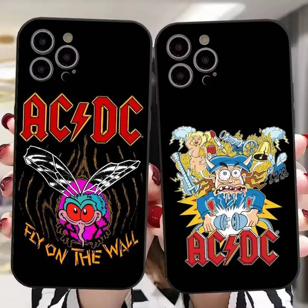 Classic Band A-AC DC Fashion Phone Case For iPhone 17,16,15,14,13,12,11 Plus,Pro Max,XS,Soft Silicone Black Cover