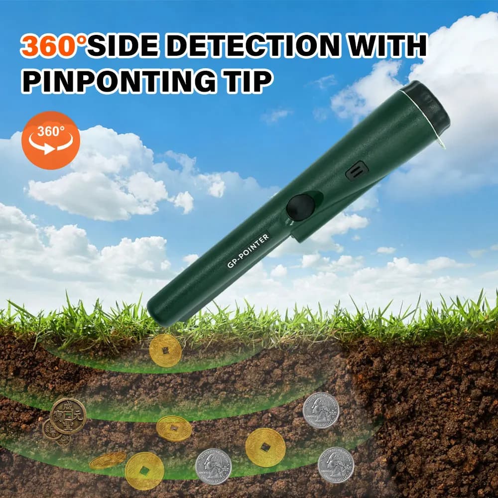 Treasure Hunter - Portable Metal Detector Pinpointer, Anti-Scratch Probe, Metal Locating, Waterproof, 360° Scanning