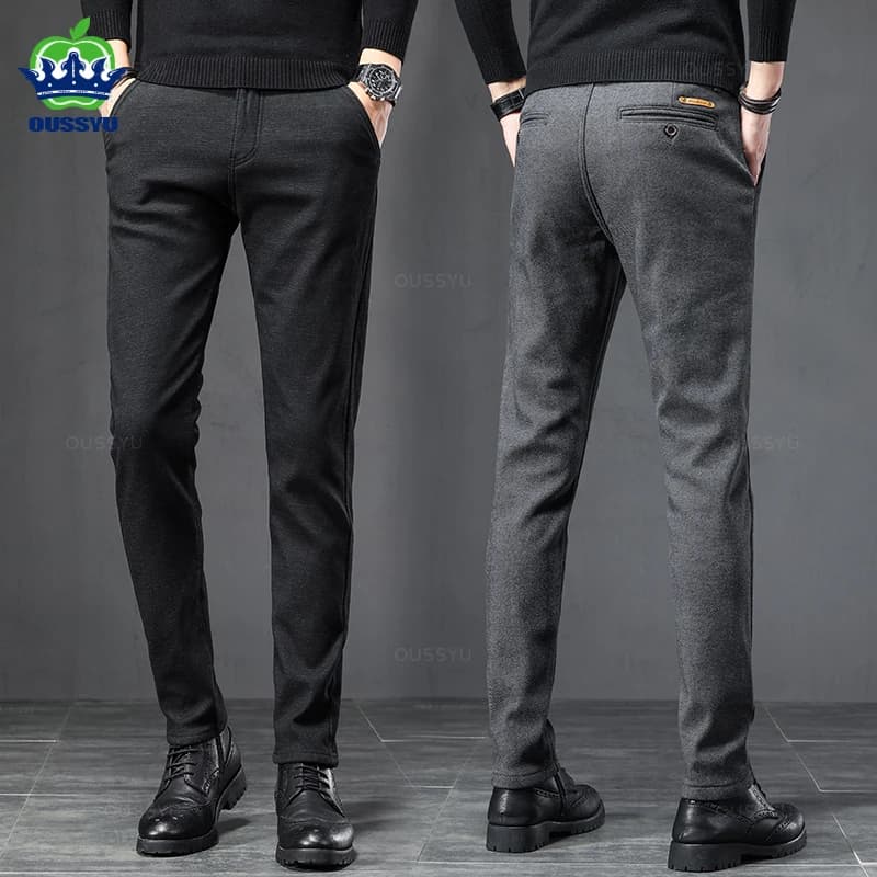 2025 Primavera Autunno Pantaloni eleganti da lavoro Uomo Elastico in vita Tessuto smerigliato Pantaloni casual Abito sociale formale Pantalone Costume Homme