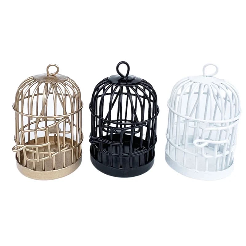 1PC micro decorazione paesaggistica 1/12 casa delle bambole in miniatura gabbia per uccelli in metallo modello mobili scena della stanza accessorio fai da te