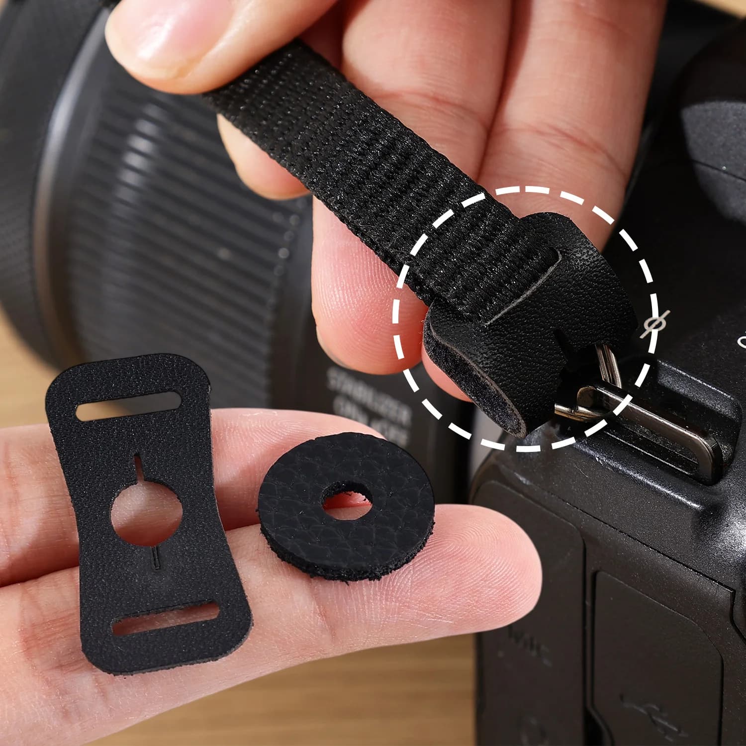 Custodia protettiva universale in pelle Anello per cinturino per fotocamera sportiva per Nikon Sony DJI OSMO Insta360 GoPro Cinturini da polso per fotocamere
