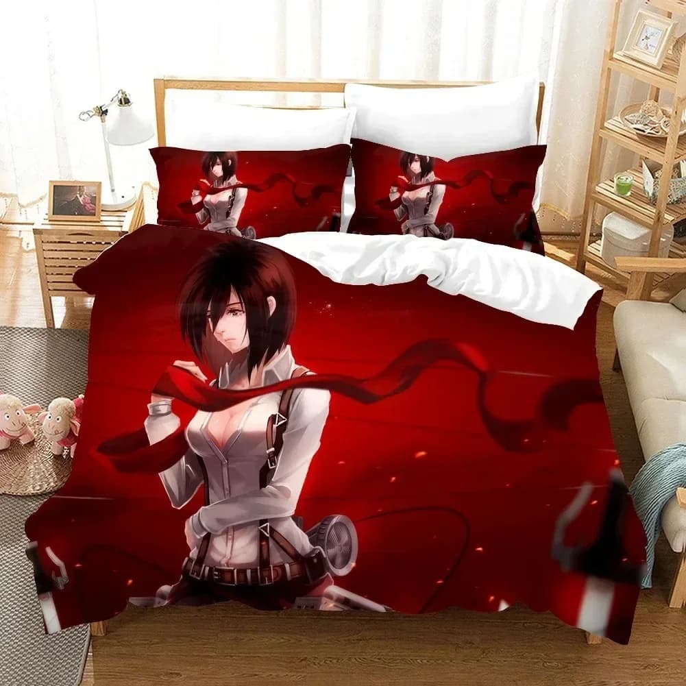 Set di biancheria da letto con stampa 3D Anime Attack On Titan AOT, copripiumino, federa, lenzuola, copriletto, misure Full, Queen, King.