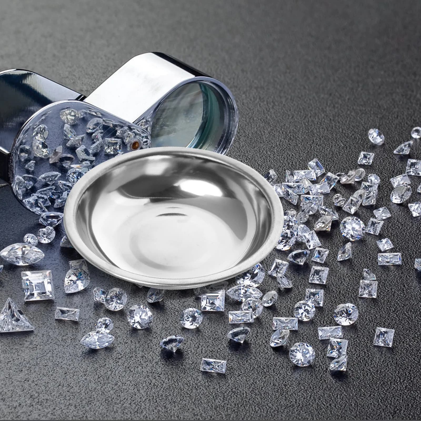 Set of 4 Stainless Steel Peasing Plates for Jewelry, Precision Trays for Gems, Small Jewels and Strass, Balance Plates for Weight Measurement
