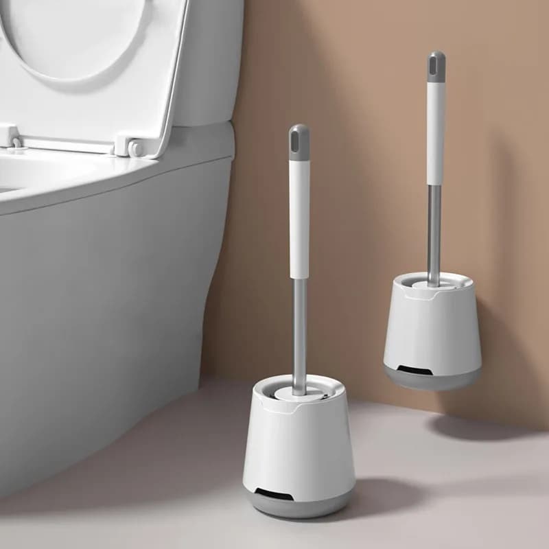 1pc Toilet brush with no dead corners, household toilet, bathroom, long handled silicone brush cover