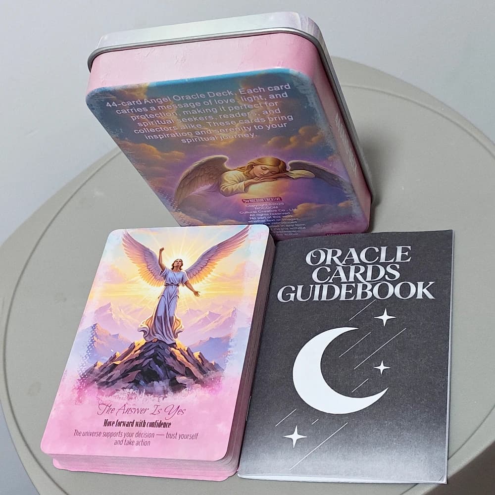 Angels Guidance Oracle Deck - 44 Cards with Guidebook, 11.5*8cm Inspirational Divination Cards in Tin Box for Spiritual Growth