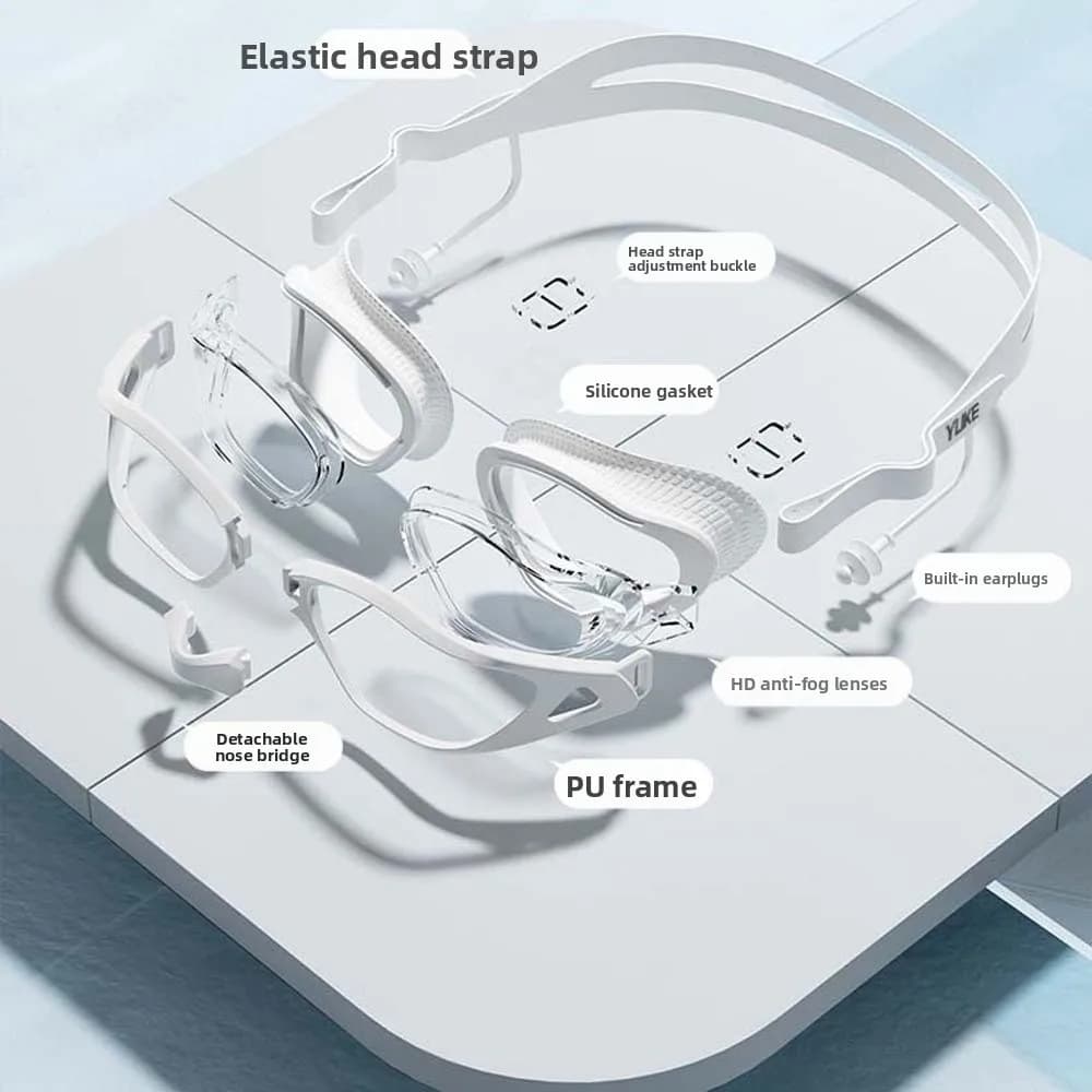 Waterproof Swimming Goggles Electroplating Detachable Nosepiece Swim Glasses with Earplugs Dazzling Colors Silicone
