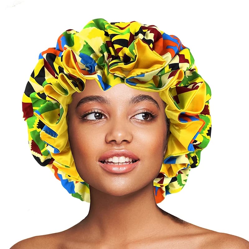 Cappello hijab con cappuccio con stampa africana cappello da notte per donna cappellino da notte doppio strato turbante in raso Extra Large Head Wear cappello da donna avvolgente