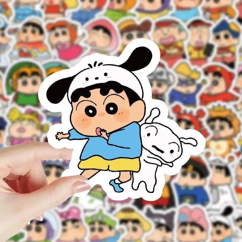 Crayon Shin-chan Cartoon Cute 100pcs Sticker Kawaii Student DIY Emoticon Pack Decoration Sticker Card Anime Peripheral Wholesale
