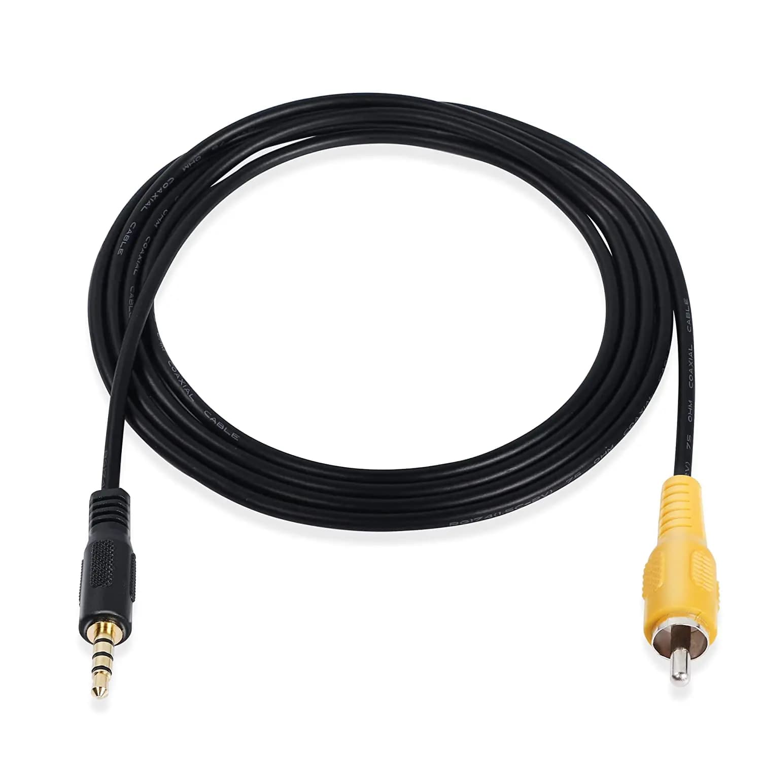 1pc 3.5mm TRRS 4 Pole Male to RCA Male Video AUX Adapter Cable for GPS Car DVR Carcorder Surveillance Camera Equipment（1.5M）